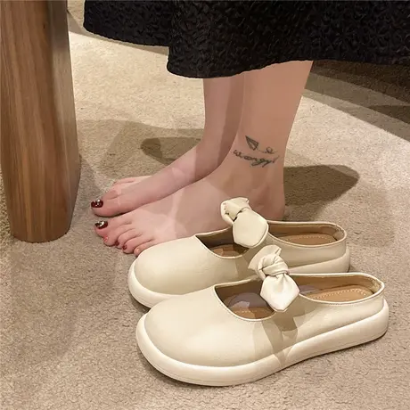 包头半拖鞋女夏季外穿2024年新款厚底法式晚风半托单鞋网红穆勒鞋商品大图