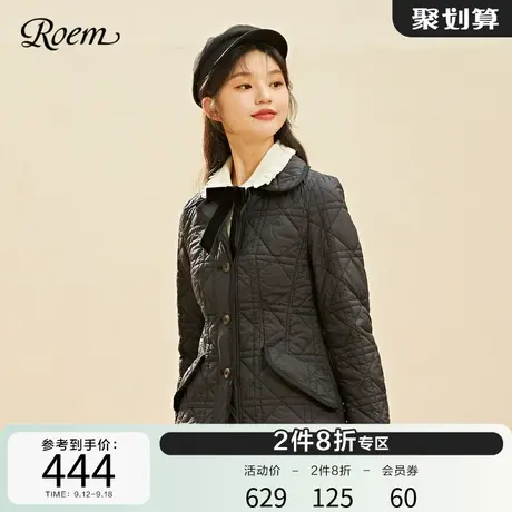 Roem秋冬商场同款简约时尚修身翻领小个子短款轻薄棉服女图片