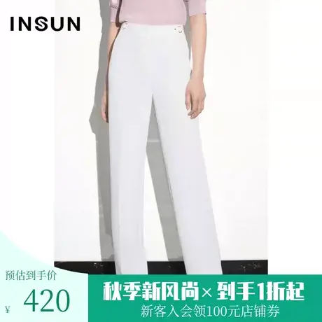 恩裳COVER2023夏款新款金属扣装饰防透垂感直筒裤简约百搭休闲裤图片