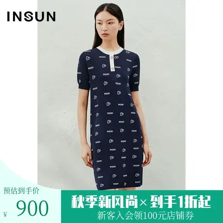 恩裳2023夏季新款经典撞色简约T恤裙H型冰丝宽松连衣裙女商品大图