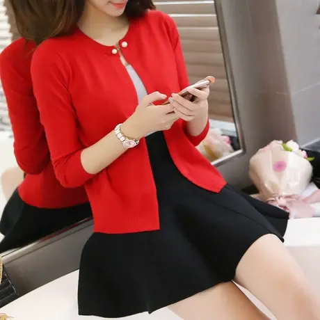 女士毛衣开衫春装2022年新款女装小款针织外套女春季短款春款女装商品大图