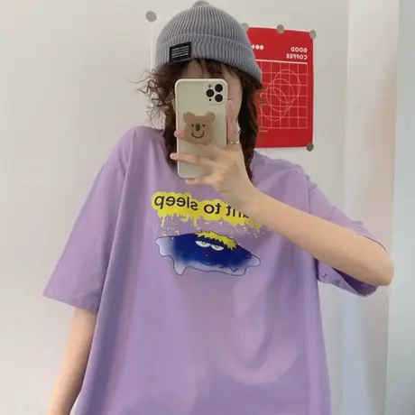 欧美短袖t恤女2021新款宽松韩版纯棉设计感小众辣妹风上衣服ins潮图片