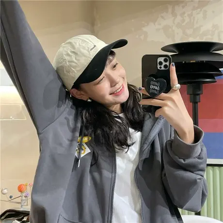 红续外套女春秋季复古连帽卫衣开衫宽松百搭休闲早秋棒球服ins潮商品大图