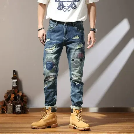 Modi Nick/摩帝尼克时尚潮流男士牛仔裤宽松直筒休闲薄款男士长裤商品大图