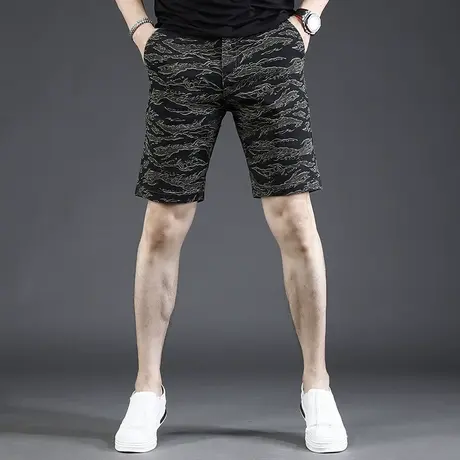 迷彩休闲短裤男夏季薄款2022年新款个性条纹男士直筒五分百搭裤子商品大图