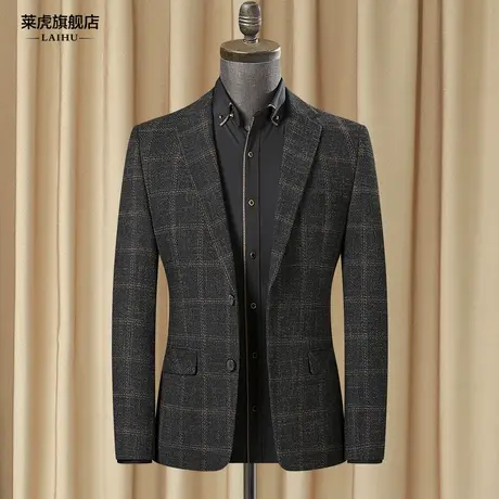 秋季休闲西装男士外套单件修身韩版复古补丁英伦风小西服男上衣潮商品大图