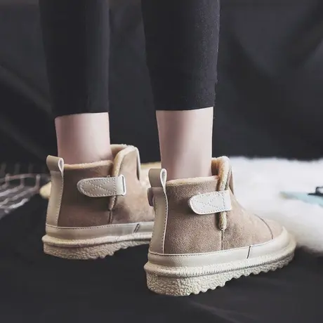 棉鞋女冬季加绒一脚蹬鞋子2021新款百搭学生韩版高帮帆布加厚棉鞋商品大图