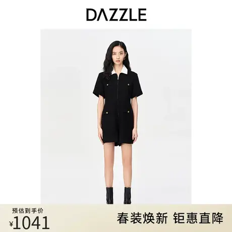 DAZZLE地素奥莱 春季气质小香风撞色拼接设计感连体裤女图片