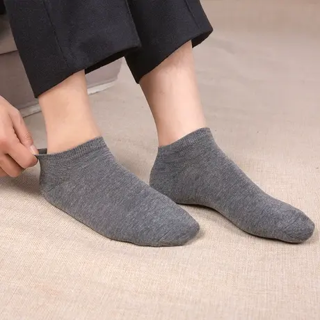 袜子男士黑色短袜商务纯色夏季棉袜薄款四季中筒袜子低帮透气男袜商品大图