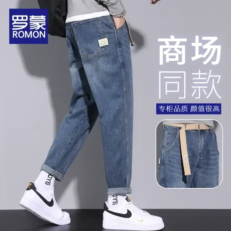 罗蒙春季牛仔裤男士2024新款潮牌宽松休闲长裤春秋款锥形九分裤子商品大图