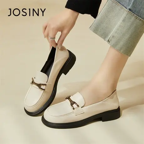 Josiny/卓诗尼厚底单鞋2024新款粗跟百搭显腿长气质高级风小皮鞋商品大图