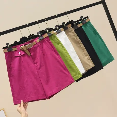 高腰阔腿工装短裤女夏季2023新款薄款阔腿休闲五分设计感热裤子潮商品大图