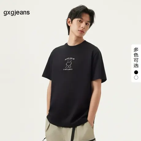 gxg.jeans男装 多色趣味图案简约休闲圆领短袖T恤 25年夏季新款图片