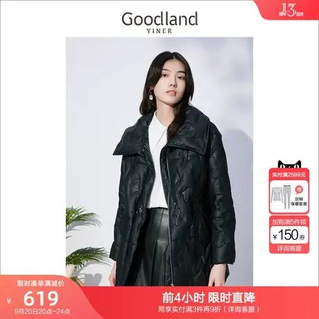 音儿美地女装2022冬季新款加厚翻领保暖外套赫本风白鸭绒羽绒服商品大图