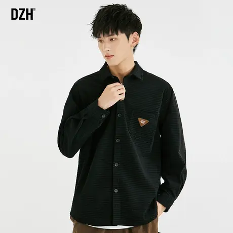 男生黑色衬衫男长袖上衣春秋款衣服男款2023新款休闲工装外套男装图片