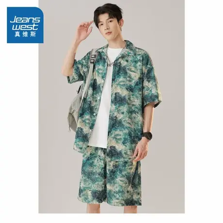 LR真维斯男装2025夏季新款 时尚百搭度假风宽松休闲套装男士图片