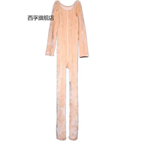 秋冬全身加绒连体袜性感开档保暖一体连裤袜全包衣光腿裸感水光感商品大图