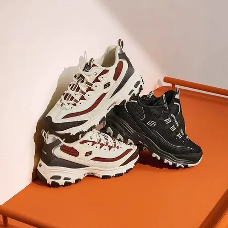 Skechers斯凯奇春夏女鞋熊猫鞋加绒保暖老爹鞋厚底增高休闲运动鞋商品大图