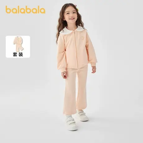 巴拉巴拉儿童套装女童2025新款春装小童轻户外两件套甜美针织套装图片