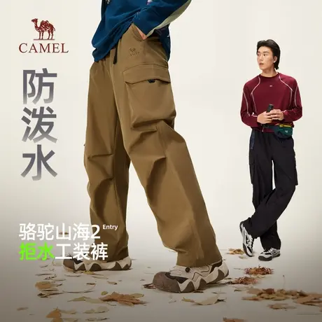 七夕礼物骆驼男装秋季新款2025山海情侣款工装裤宽松多口袋伞兵裤商品大图