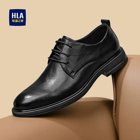 HLA/海澜之家男鞋2025新款商务皮鞋经典尖头正装耐磨德比鞋新郎鞋商品大图