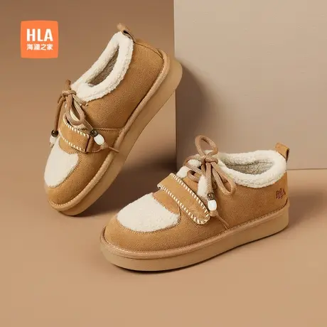HLA/海澜之家棉鞋女2025年冬季新款加绒保暖加厚雪地靴厚底毛毛鞋图片