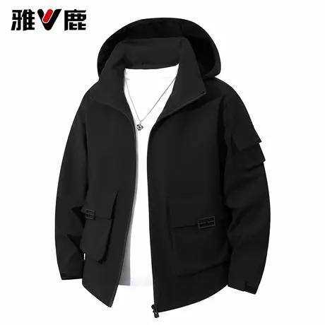 雅鹿2026春季新款男女款户外休闲工装夹克外套高级感舒适连帽上衣图片
