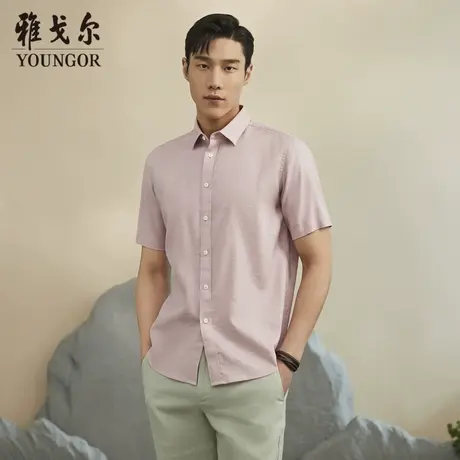 【汉麻】D系雅戈尔衬衫夏季商务休闲纯色衬衣舒适短袖衬衫商品大图