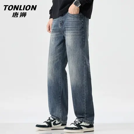 唐狮美式潮流牛仔裤男士春季新款宽松直筒裤潮流时尚休闲长裤子GA图片