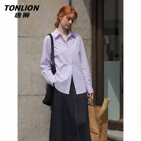 唐狮官方法式小资衬衫外套女2026新款春夏冰丝长袖衬衣翻领上衣VC图片