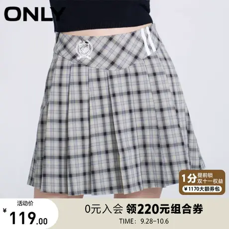 ONLY奥莱春夏百搭学院风减龄格纹宽松短裤休闲裤女商品大图