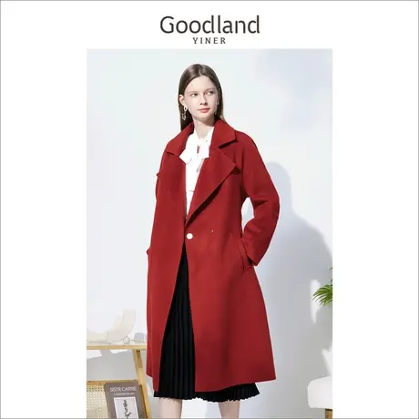 音儿美地女装2022冬季新款中长款高级感纯羊毛双面呢大衣图片