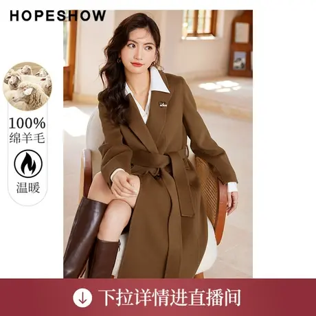 【直播专享】双排扣枪驳领双面呢大衣90122340802红袖商品大图