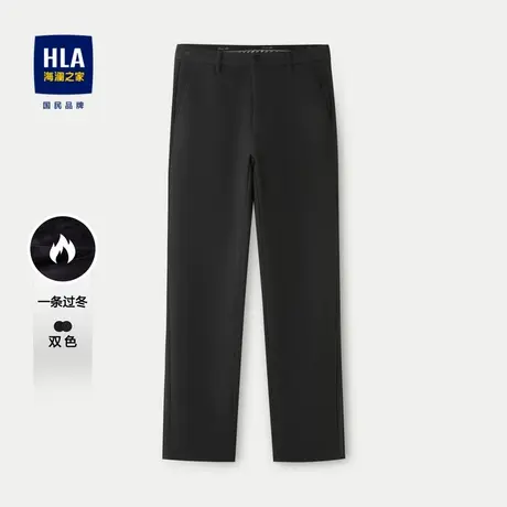 HLA/海澜之家一条过冬休闲裤23秋冬新时尚微弹高腰加绒加厚裤子男商品大图
