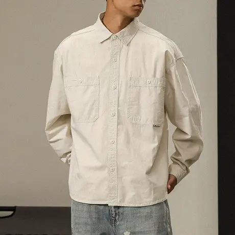 高端上档次衬衣轻奢男装高端潮流百搭宽松高级感时尚舒适长袖衬衫图片