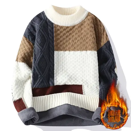 毛衣男秋冬季加绒加厚男装长袖打底衫休闲内搭毛线衣服保暖针织衫商品大图