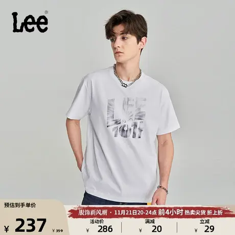 Lee商场同款23秋冬新品舒适版白色印花男短袖T恤潮流LMT0062974DR图片