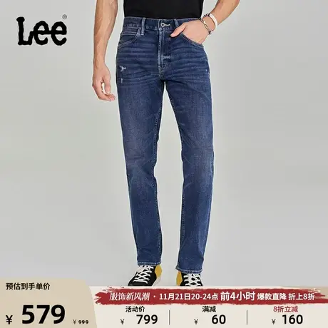 Lee商场同款23秋冬新品101+726标准中腰直脚中蓝色男牛仔裤休闲潮图片