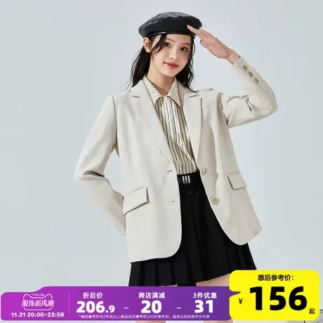 唐狮2024新款白色休闲小西装女短款韩版小个子高级感时尚春秋外套图片