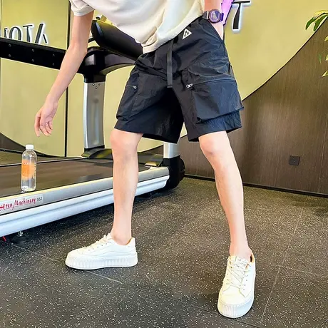 美式工装裤男款夏天小众多口袋短裤宽松直筒运动休闲潮男五分裤子商品大图