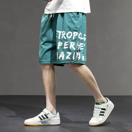 潮牌嘻哈字母运动篮球短裤男夏季薄款港风ins宽松休闲沙滩五分裤商品大图