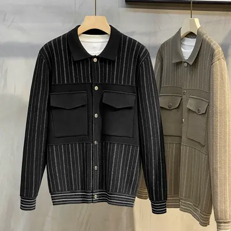 欧洲站2023新款针织衫开衫男毛衣外套潮流上衣春秋季外穿男装夹克商品大图