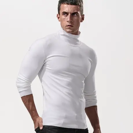 秋冬季中高领打底衫男士双面德绒保暖内衣紧身修身长袖T恤徳戎图片