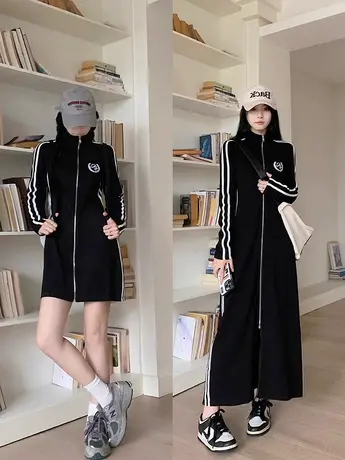 大码春秋新款连衣裙女胖mm气质显瘦遮肉赫本风韩版过膝长裙200斤图片