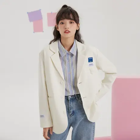 尔给oversize休闲西装外套女2022新款秋季小个子西服上衣商品大图