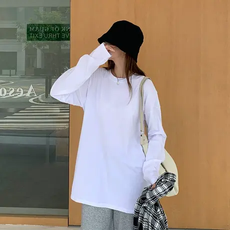 2024年早秋新款夏季甜酷薄款宽松小众别致纯色长袖t恤女装上衣潮商品大图