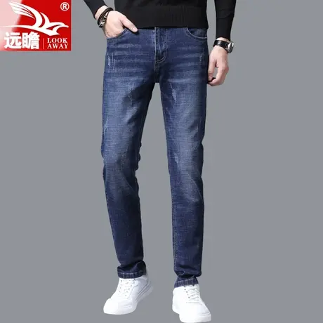 冬季牛仔裤男2021年潮流新款小直筒修身弹力休闲长裤子男士秋冬款商品大图