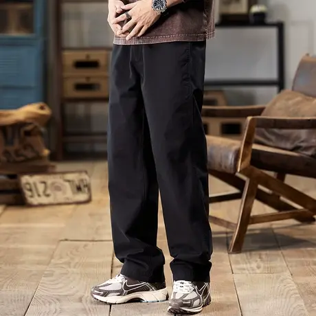 秋冬时尚直筒休闲工装裤潮流纯色男裤宽松舒适男士大码时尚长裤商品大图