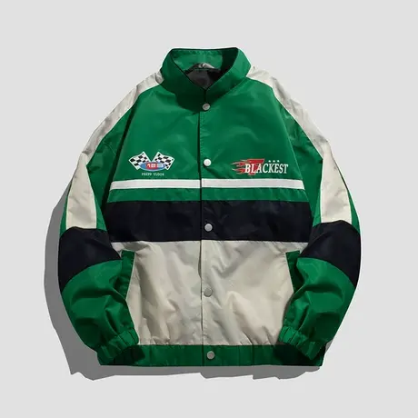 冬季撞色拼接立领排扣开衫夹克外套男士2024新款防风机车服秋冬款商品大图