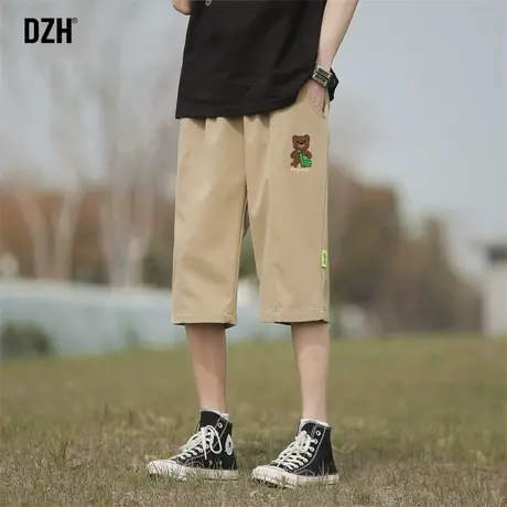 男士卡其色休闲运动裤子薄款短裤男夏季凉感沙滩裤七分裤半截中裤商品大图